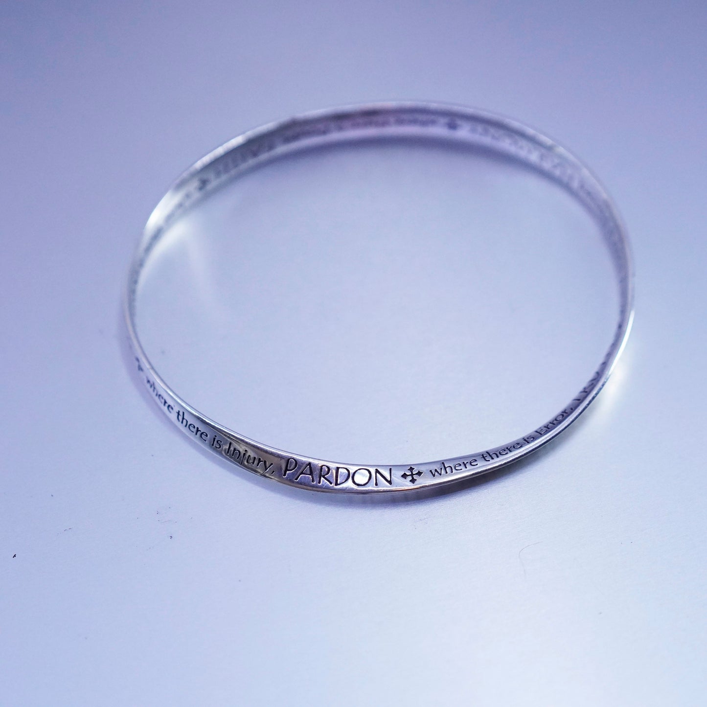 8”, DVB Sterling 925 silver bracelet, bible quote infinity loop bangle “Lord