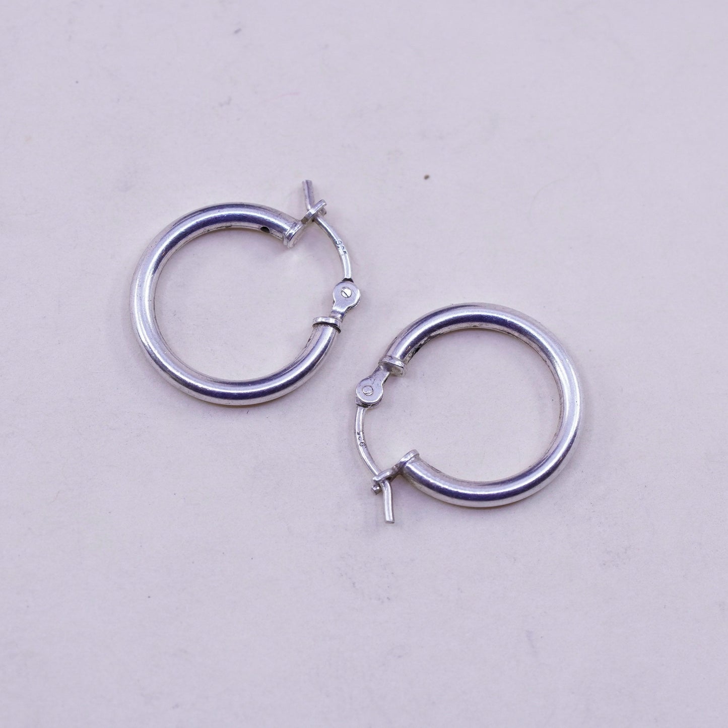 0.5”, Vintage sterling silver loop earrings, fashion minimalist, 925 hoops