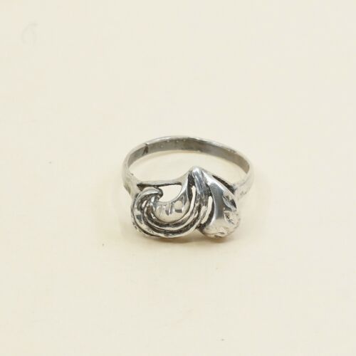 Size 8.25, Vtg Sterling Silver Handmade Ring, 925 Silver Band W/ Filigree Heart