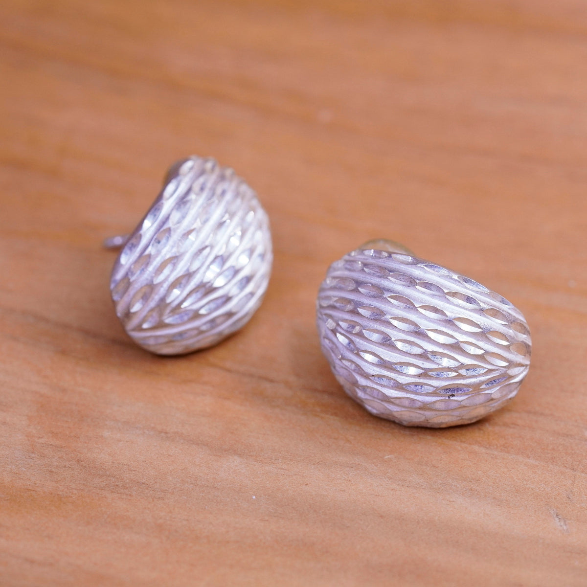 Vintage Sterling silver handmade earrings, textured 925 studs