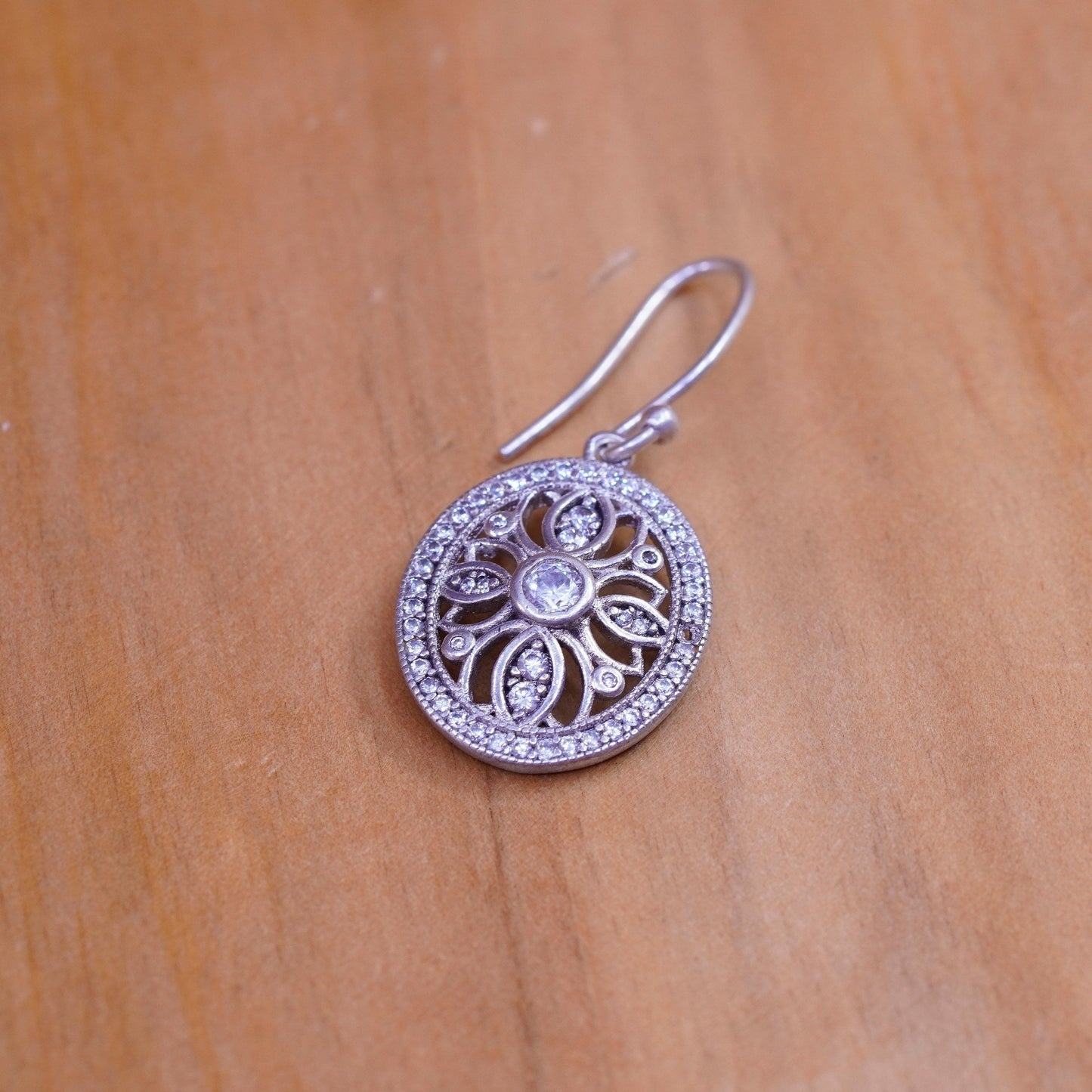 Vintage IBB Sterling silver earrings, 925 drops with cluster Cz Around