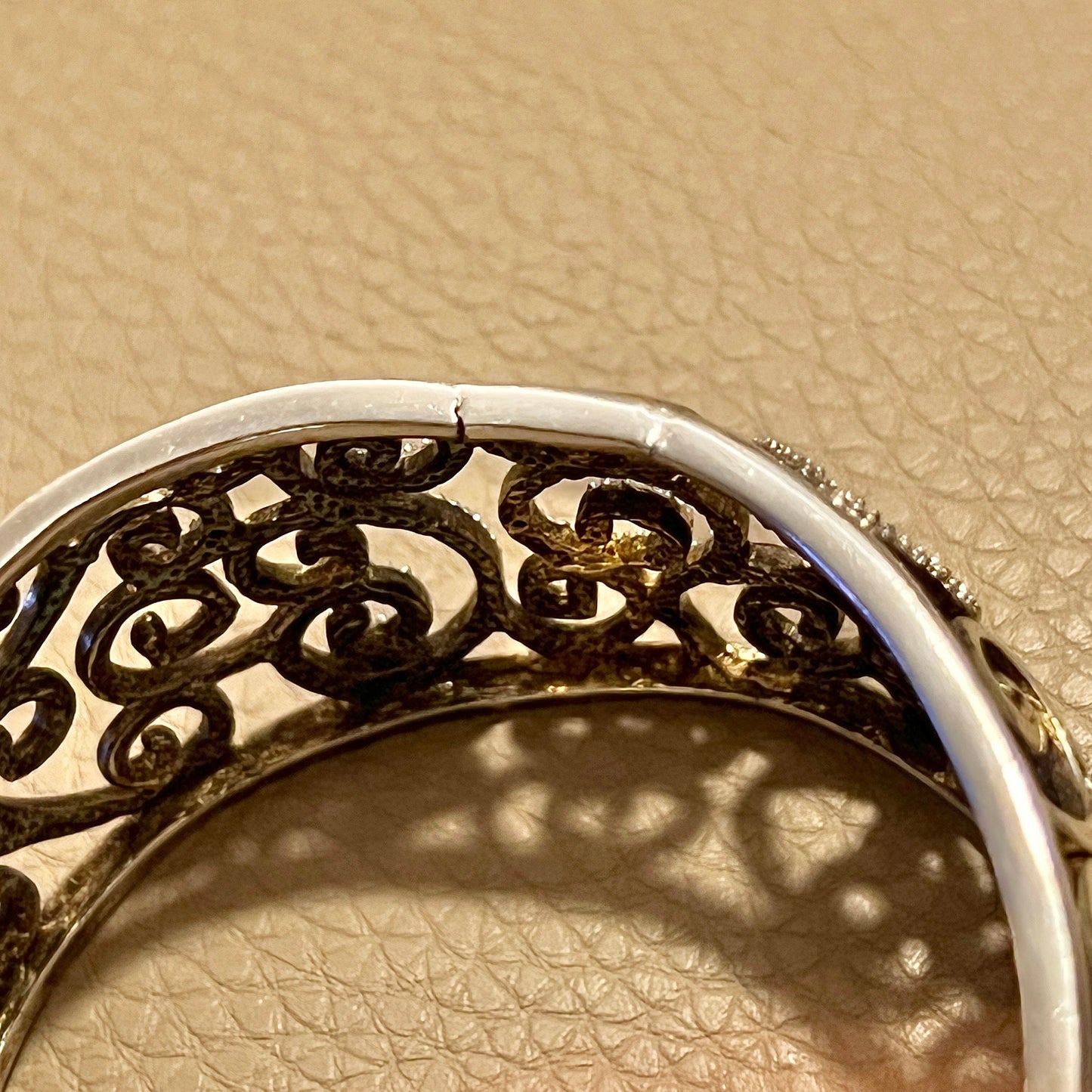 6.75”, southwestern Sterling silver bracelet handmade filigree 925 cuff diamond