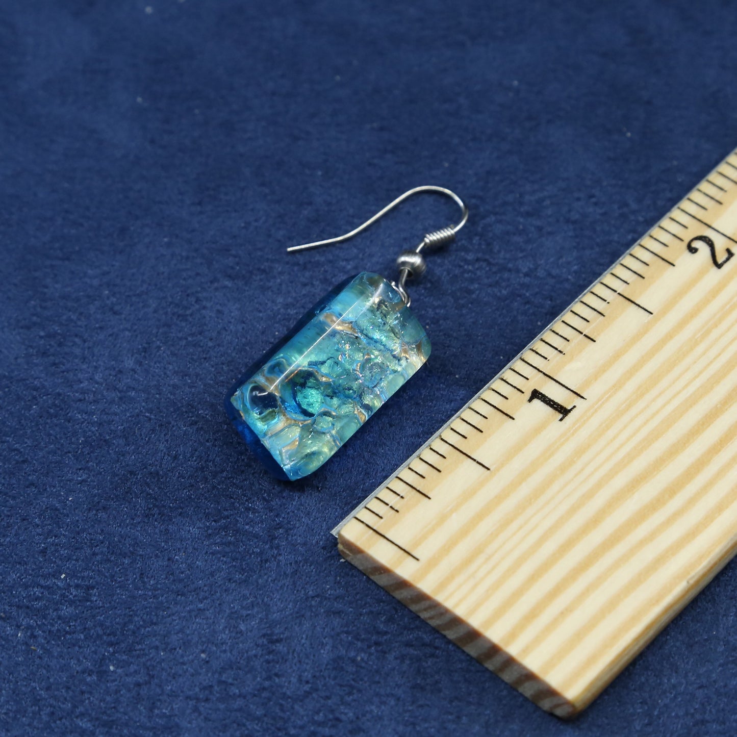 vtg italy sterling silver handmade earrings, 925 hooks w/ dragon glass drops