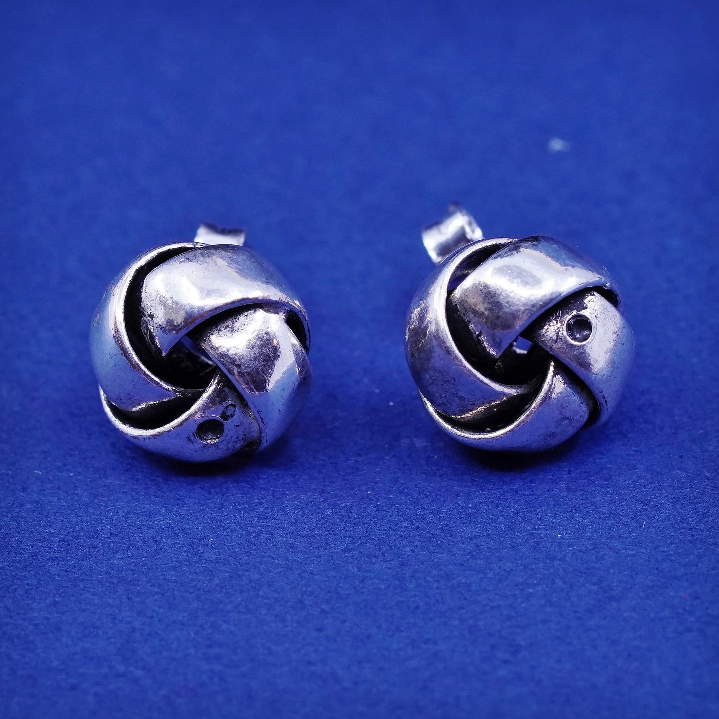 Vintage Sterling silver handmade earrings, 925 entwined studs