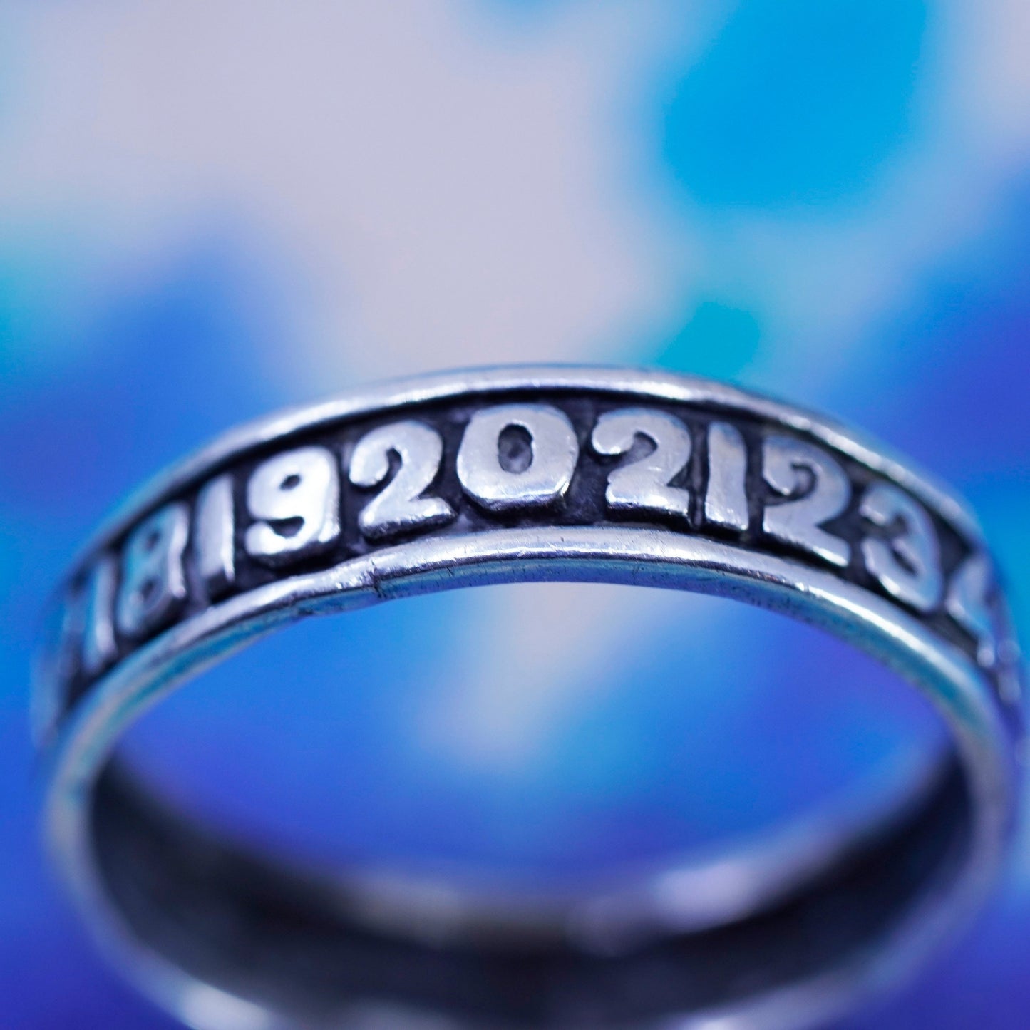 Size 6, Sterling silver ring, textured 925 band 1234567891011213141516171819202