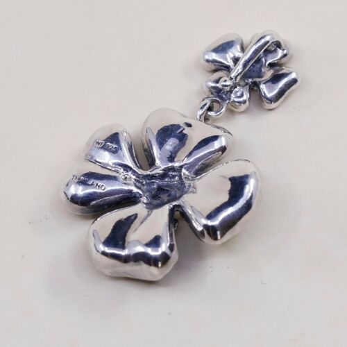 Vintage sterling silver handmade pendant, 925 silver Dogeood flower, stamped 925