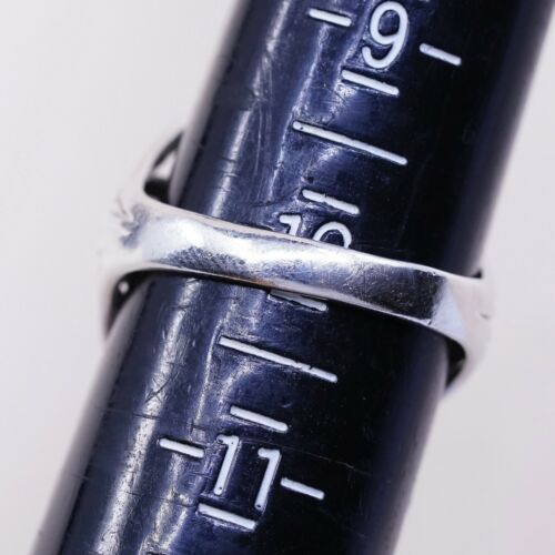 Sz 10, Vtg 925 sterling silver handmade ring W/ Dendritic agate, Silver Tested