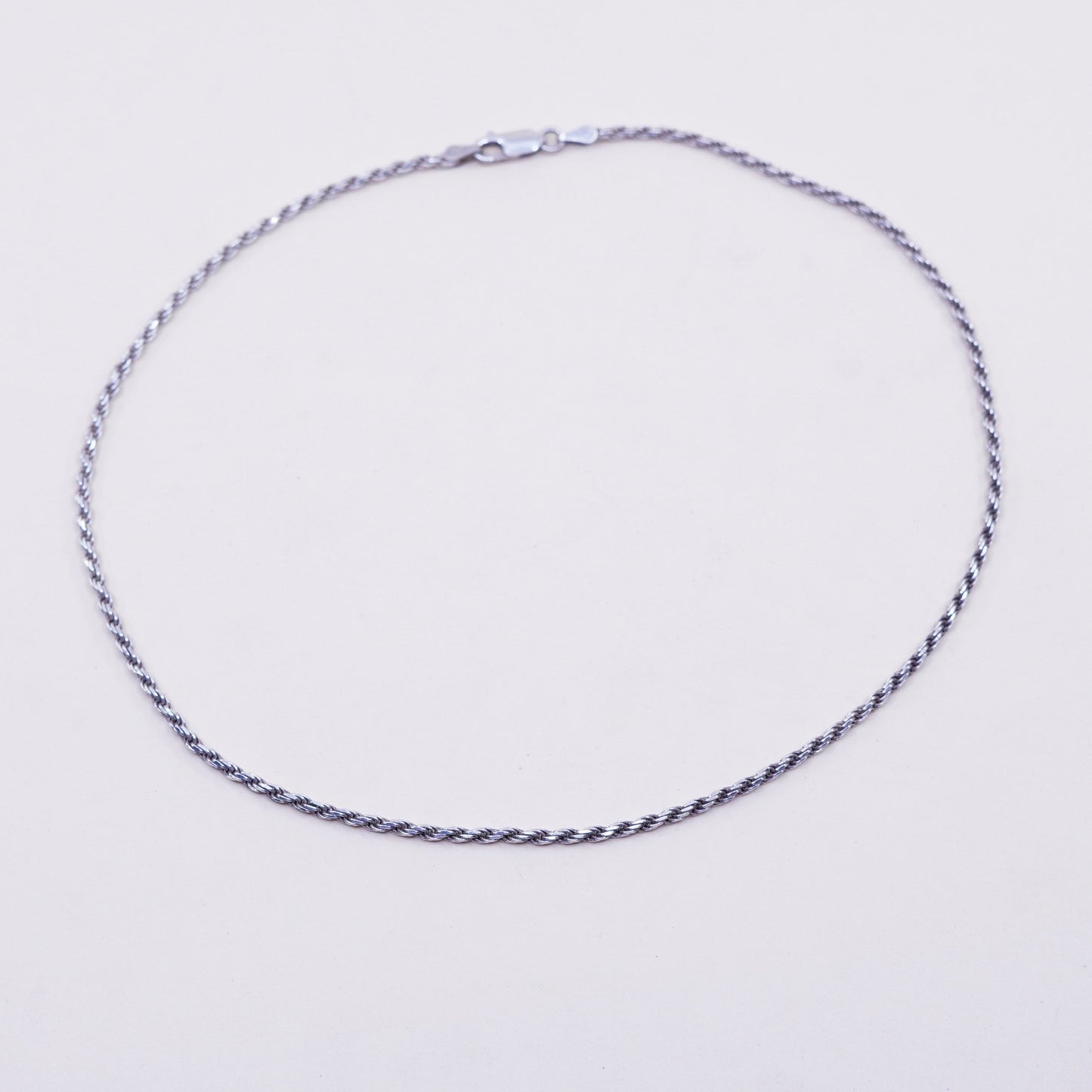 16” 2mm, vintage sterling silver necklace, 925 Singapore rope chain