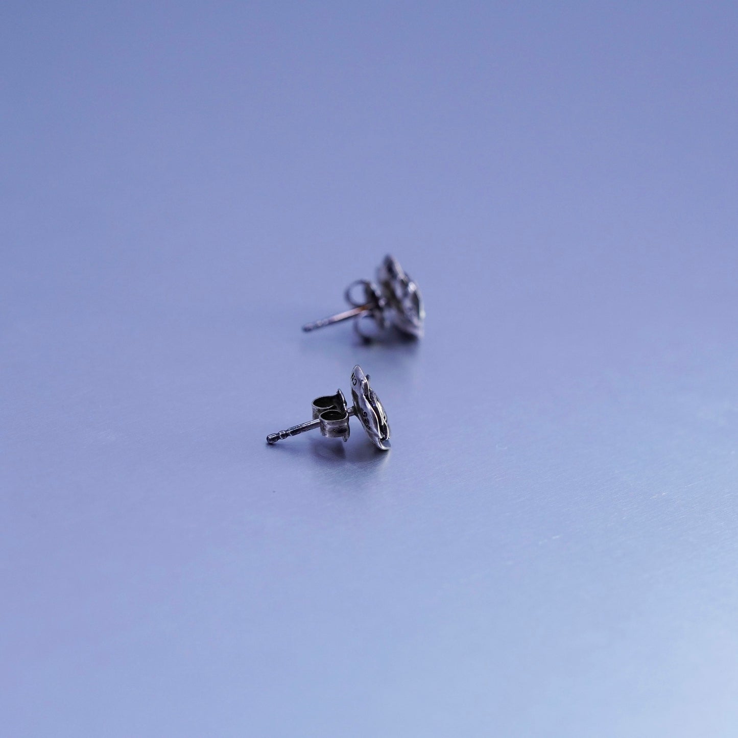 vtg Chamilia Cham Sterling 925 silver handmade rose bud flower earrings, studs
