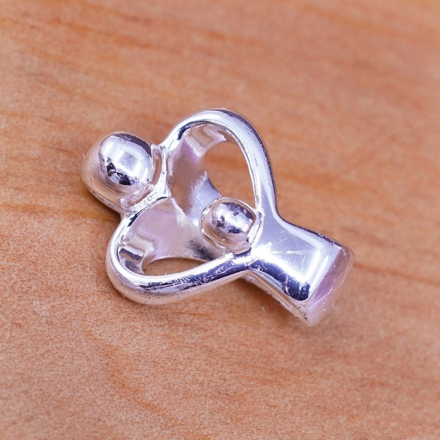 vtg sterling silver handmade Pendant, 925 mother baby, motherhood, love, heart