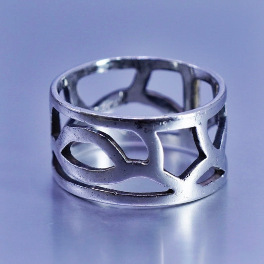 Size 8.5, vintage southwestern Sterling 925 silver handmade ring, filigree band