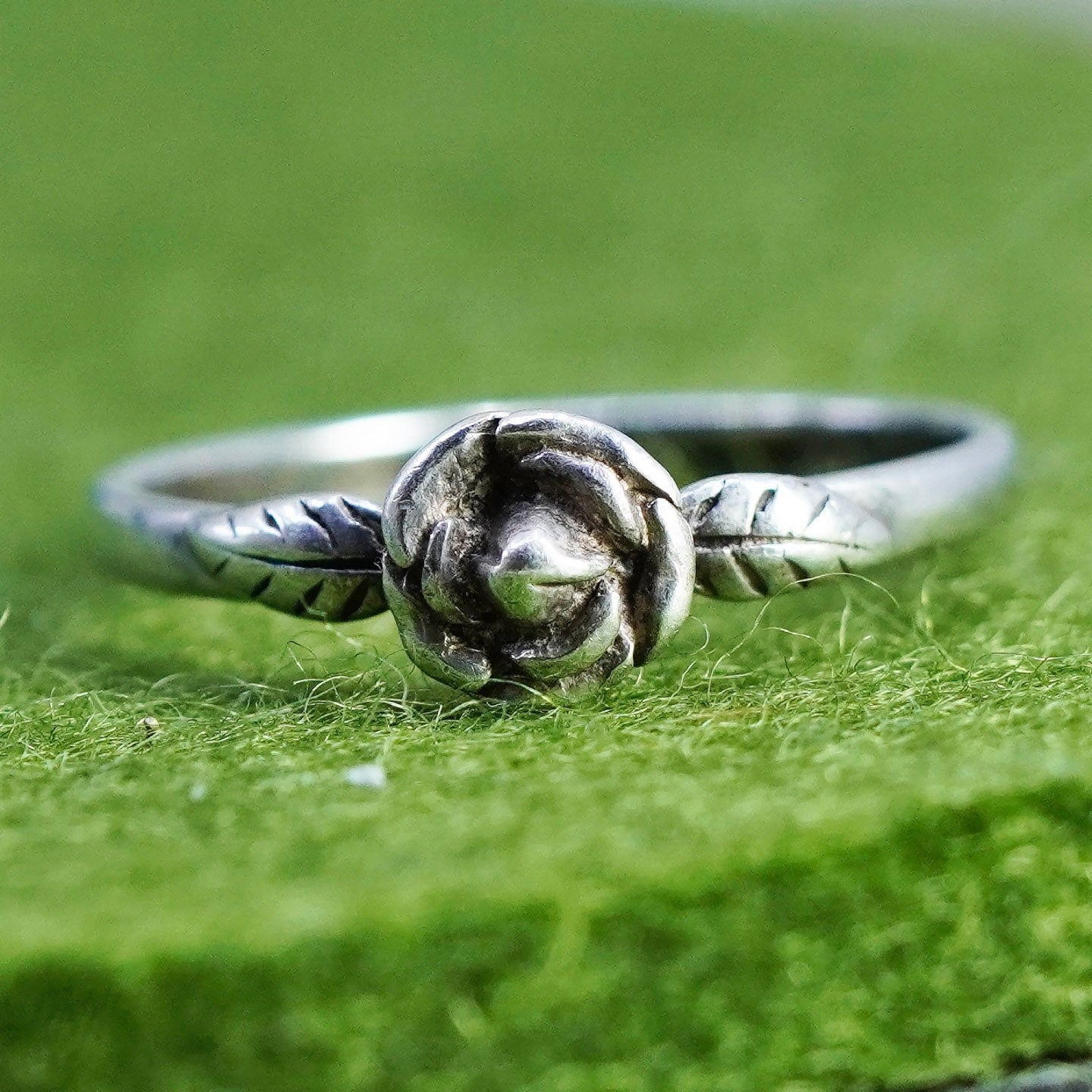 Size 6, vintage Sterling silver handmade ring, 925 stackable rose band