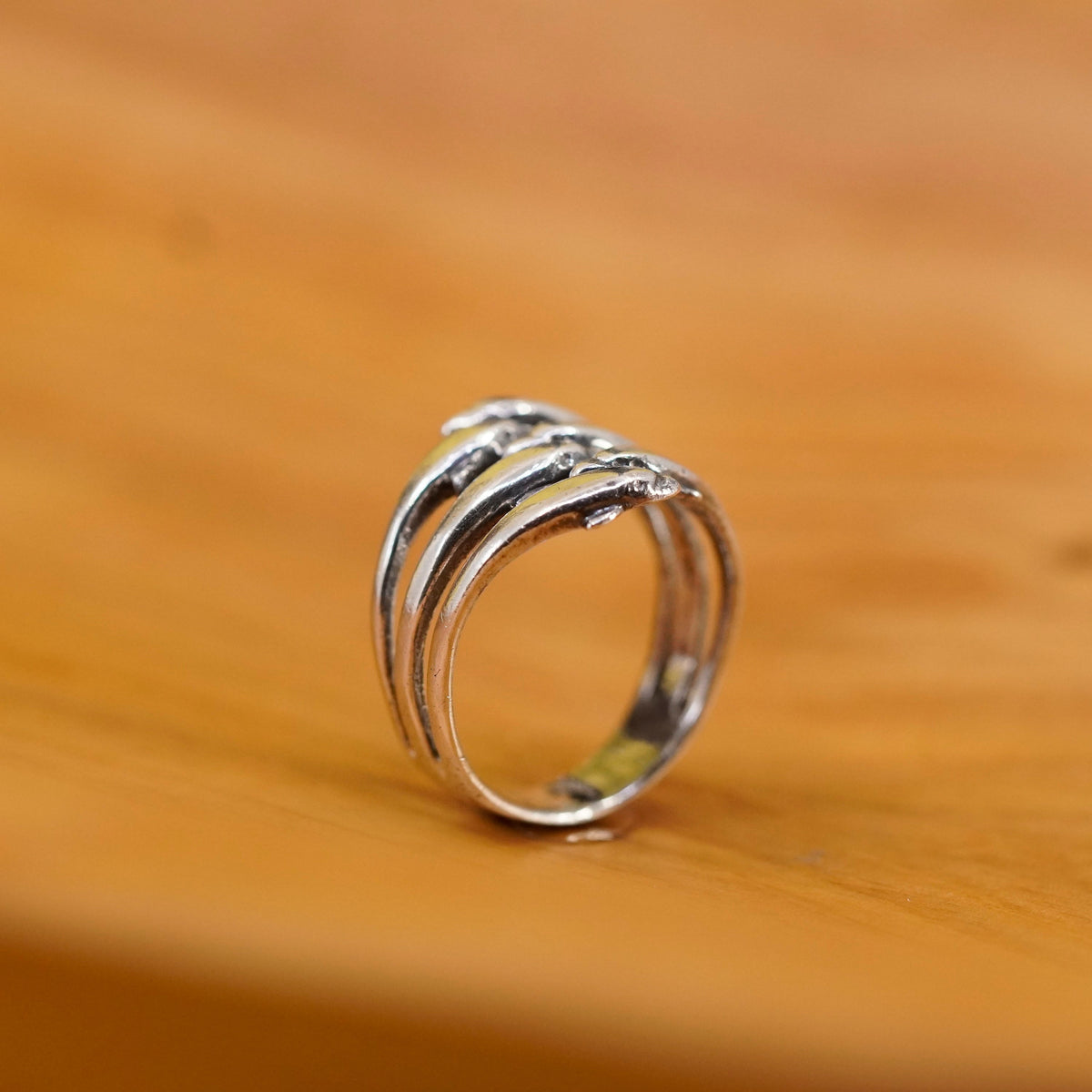 Size 7.5, vintage Sterling silver handmade ring, 925 dolphin band