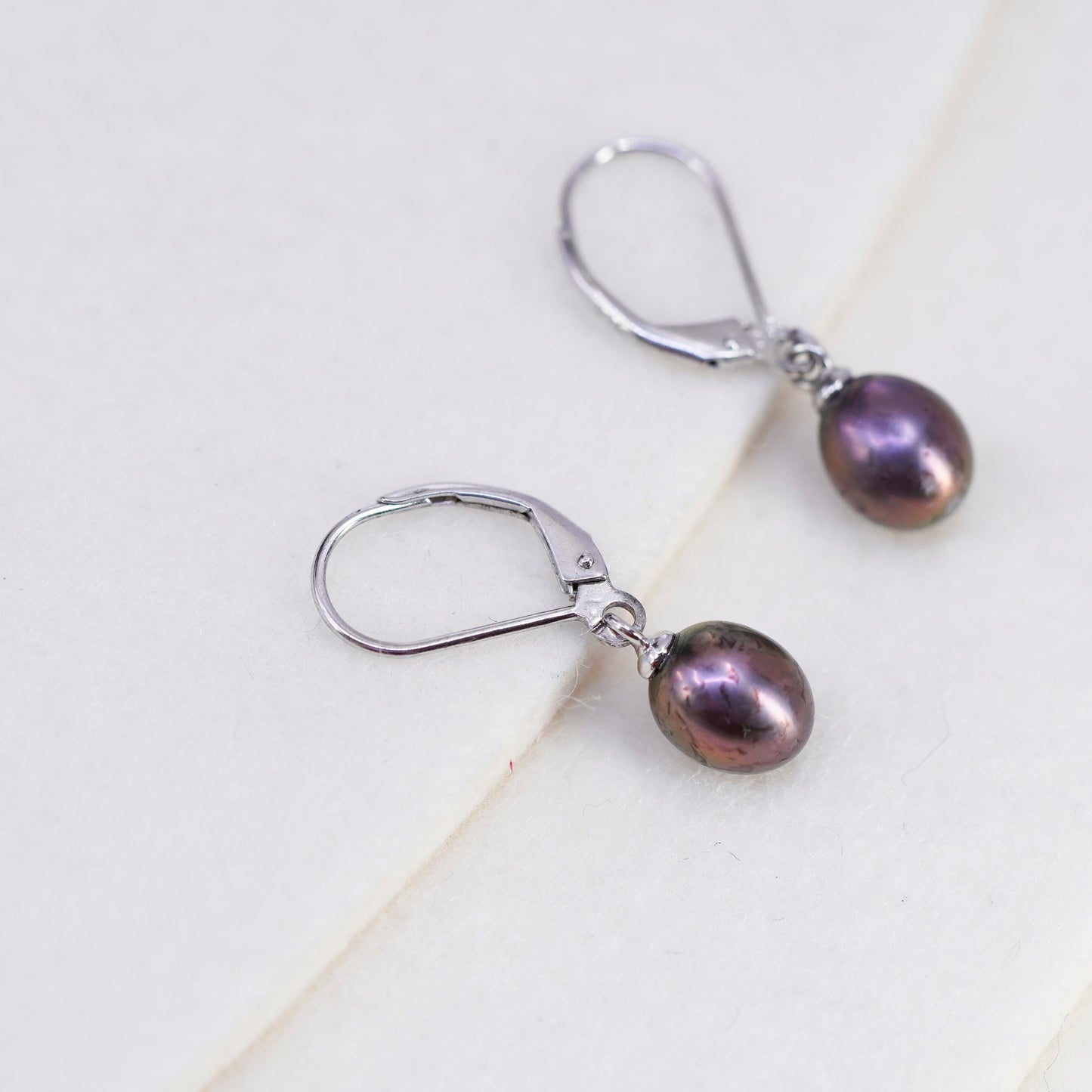 Vintage Sterling 925 silver handmade earrings with freshwater pearl