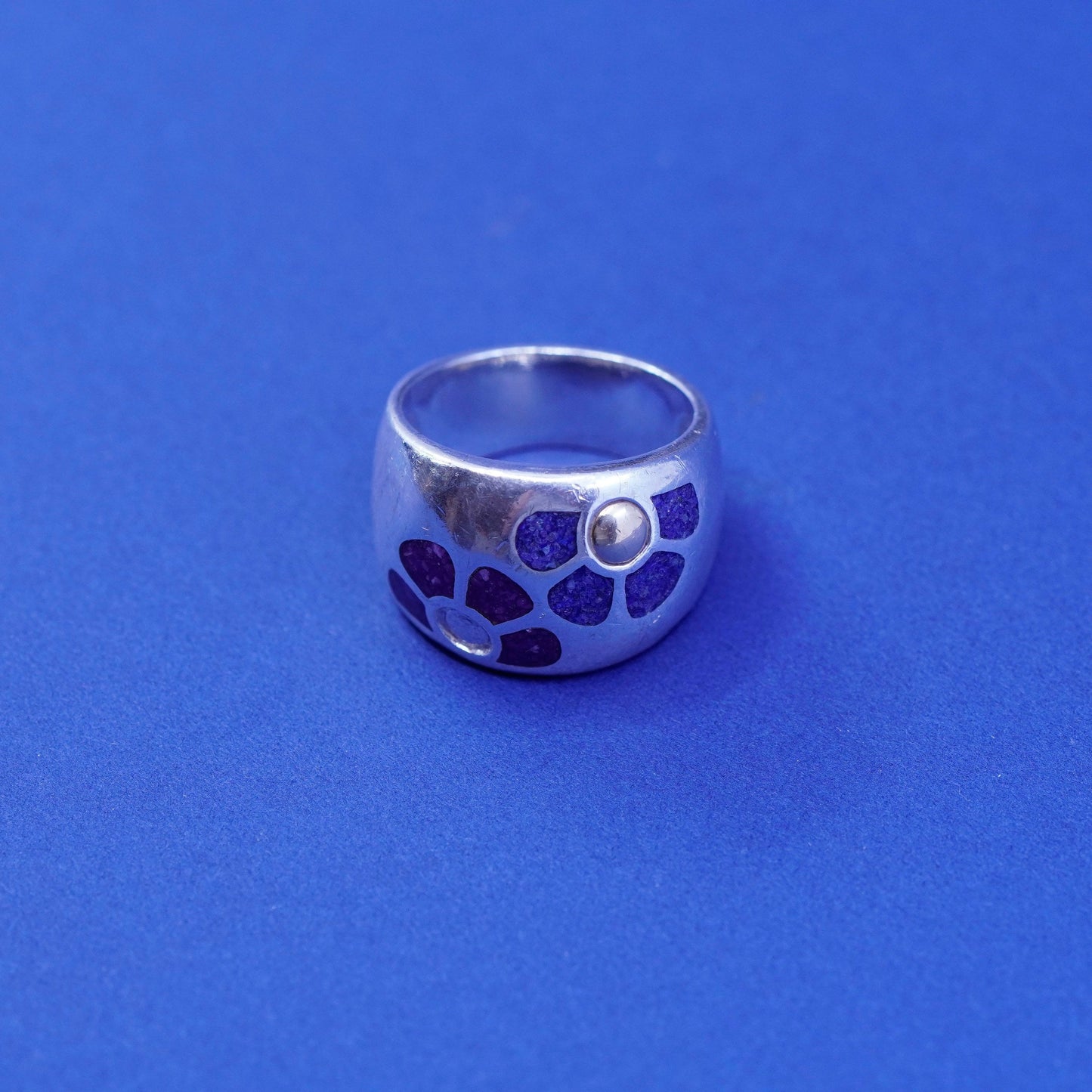 Size 8, Coleman Company Jewelry CCO Sterling 925 silver ring 14K gold sodalite