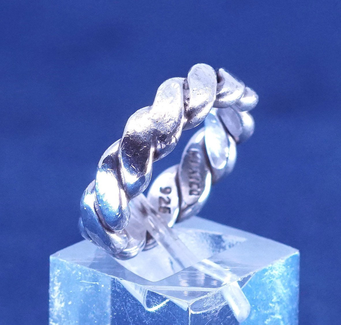 sz 6, vtg Sterling silver handmade ring, Mexico 925 cable band