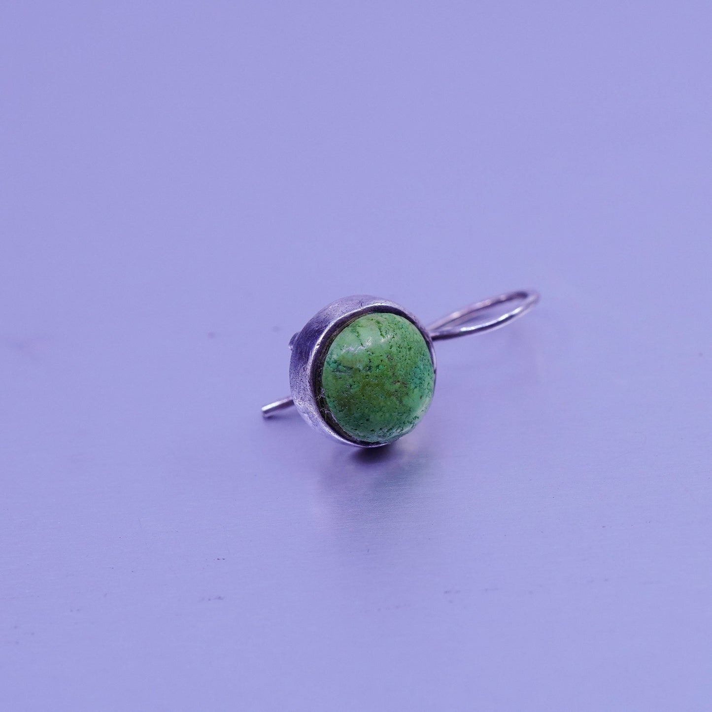 Vintage Sterling 925 silver handmade earrings with round turquoise