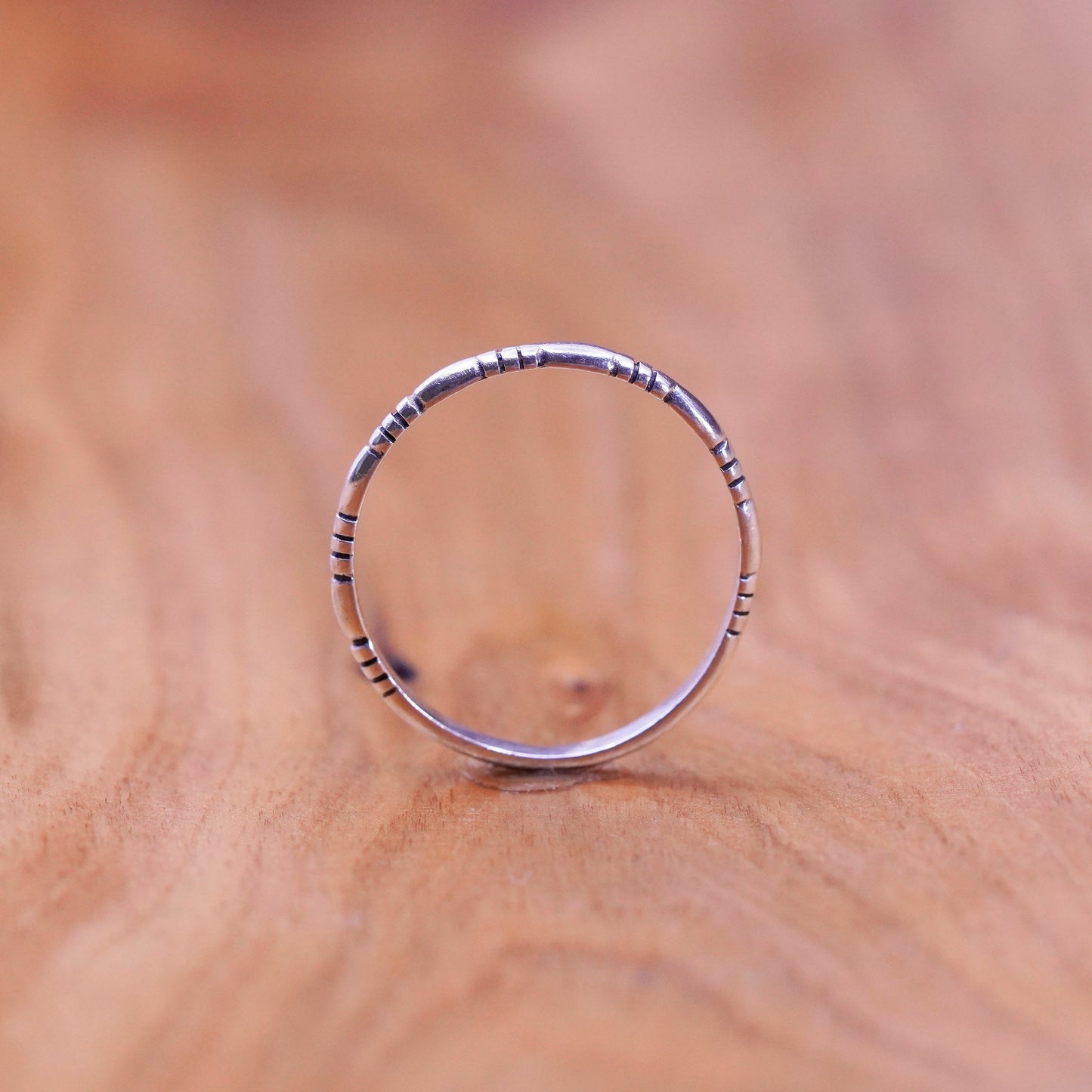 Size 11, vintage Wheeler jewelry Sterling silver handmade ring, 925 ribbed band