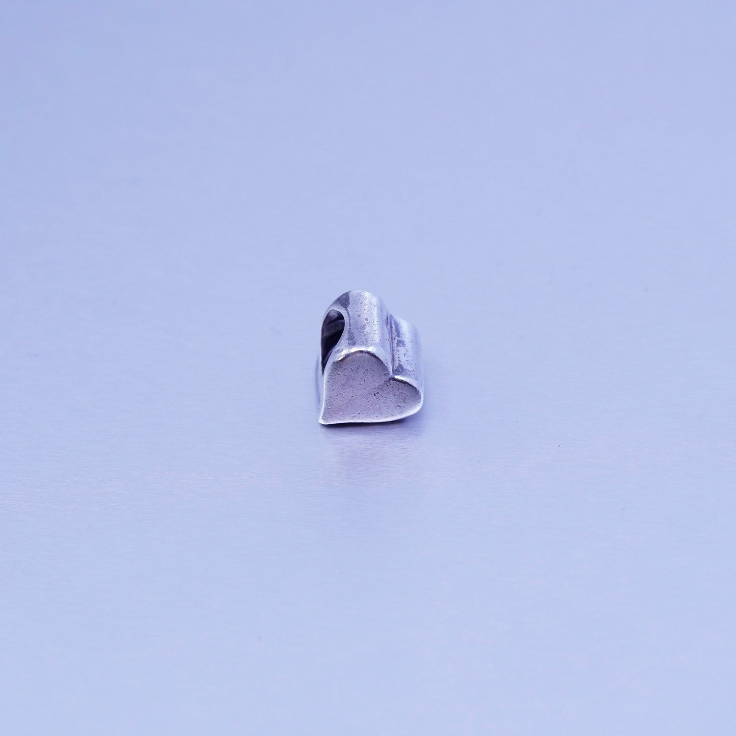 Antique Sterling silver handmade simple 925 heart bead