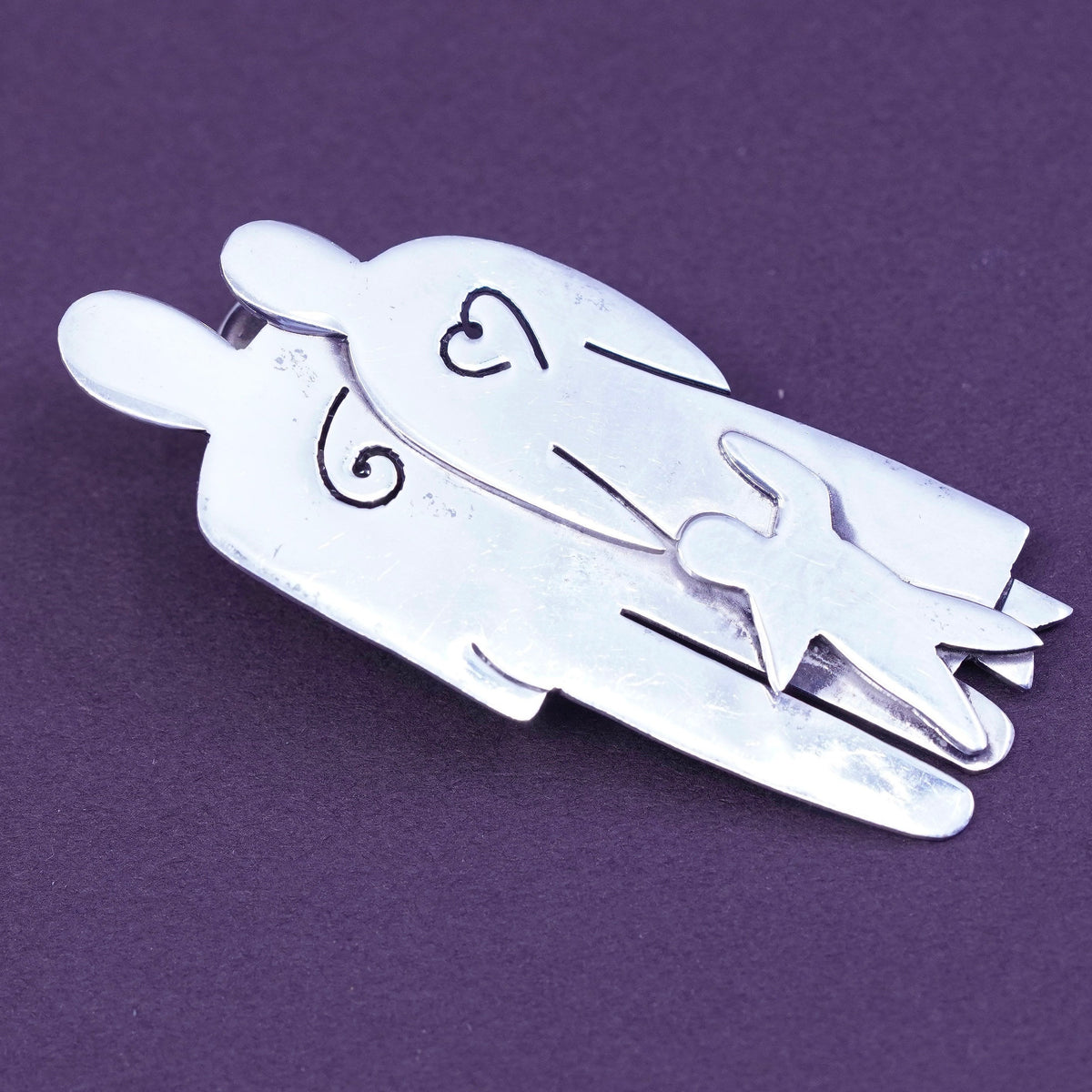 far fetched sterling 925 silver family of three brooch, two parents w/ one kid