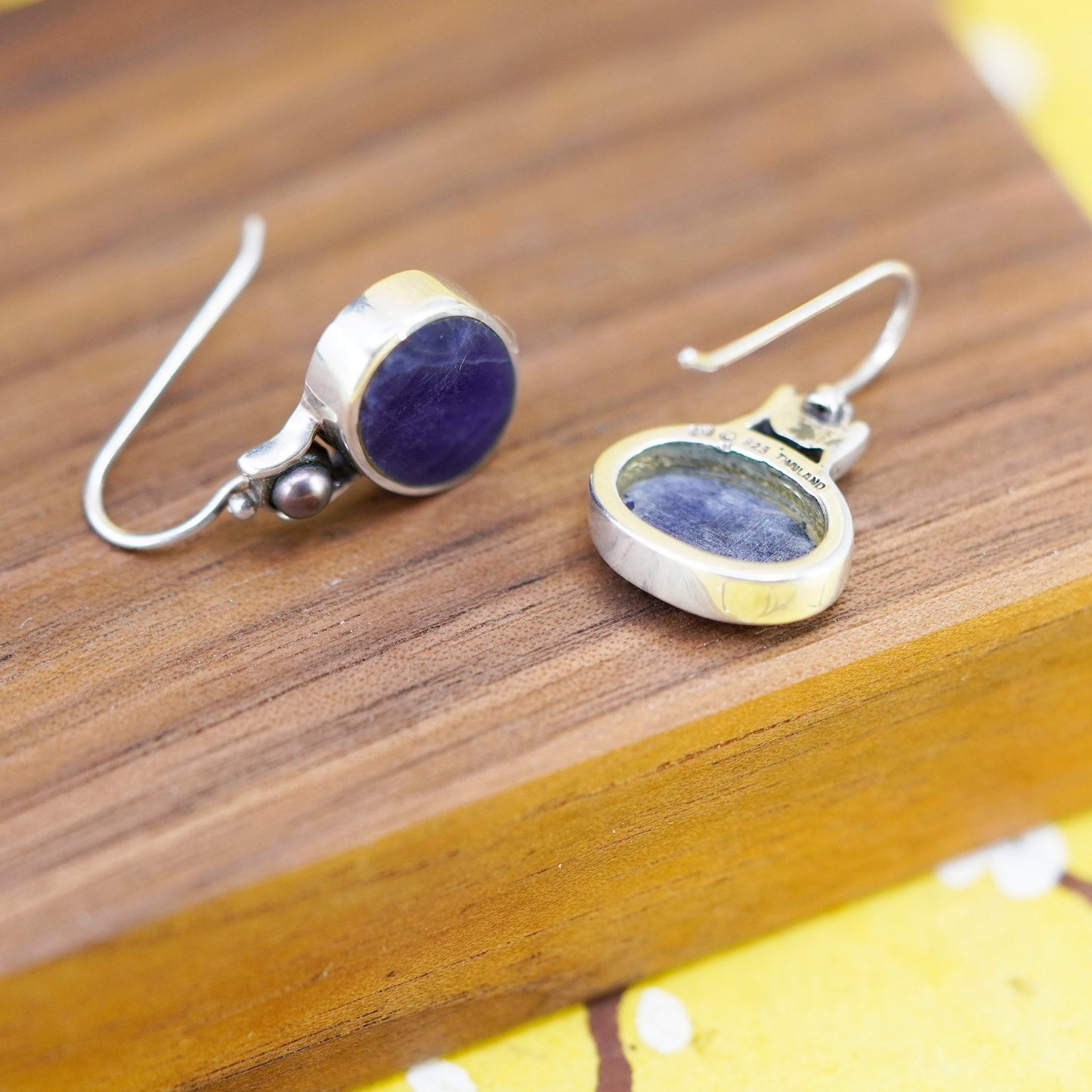 Vintage Sterling 925 silver handmade earrings with Sodalite and pearl