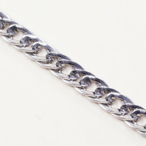 7.25”, Vtg Sterling Silver Handmade Bracelet, 925 double curb Chain