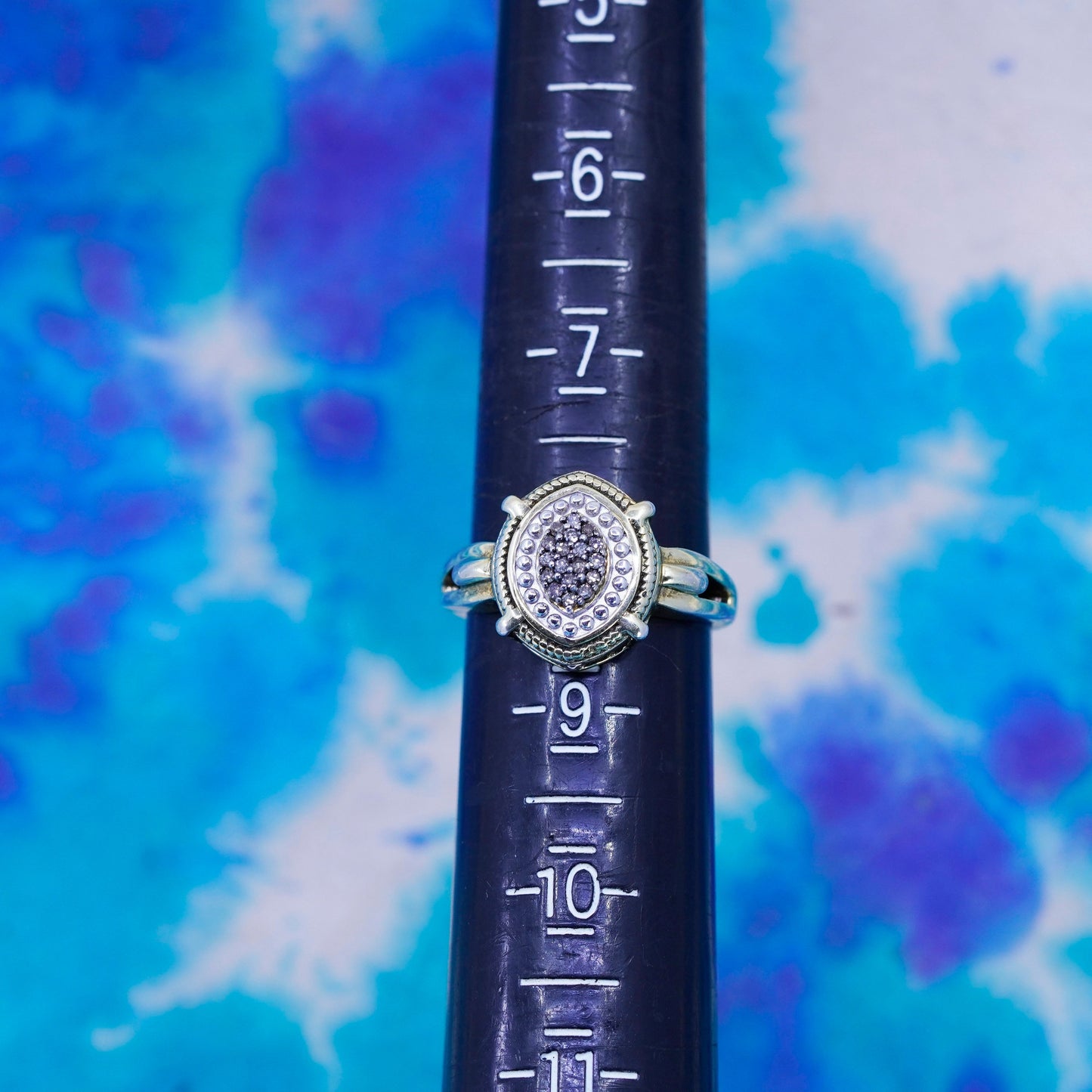 Size 8, vintage vermeil gold Sterling 925 silver handmade ring genuine diamond
