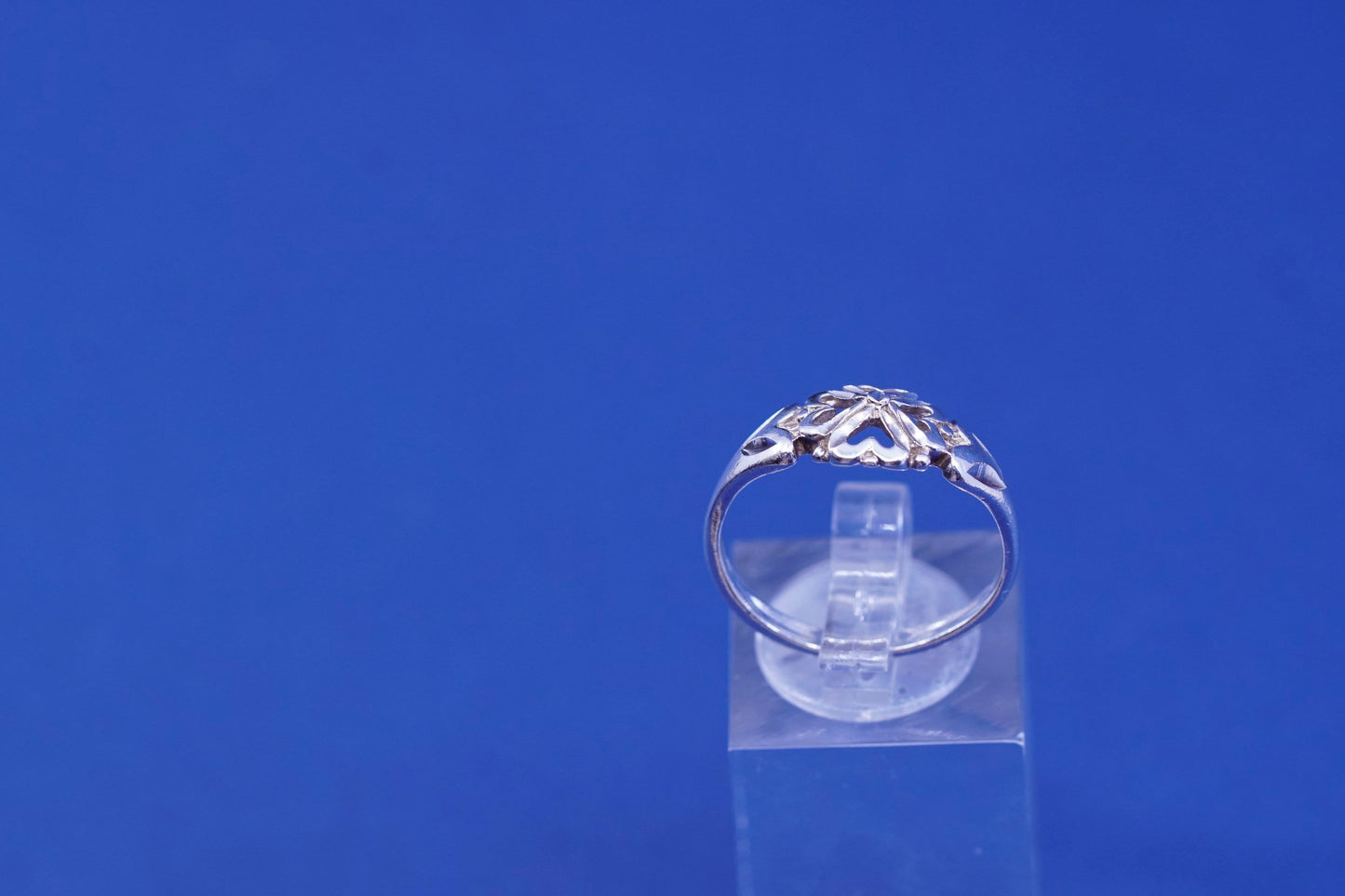 Size 6.5, vintage sterling silver handmade ring, 925 filigree heart band