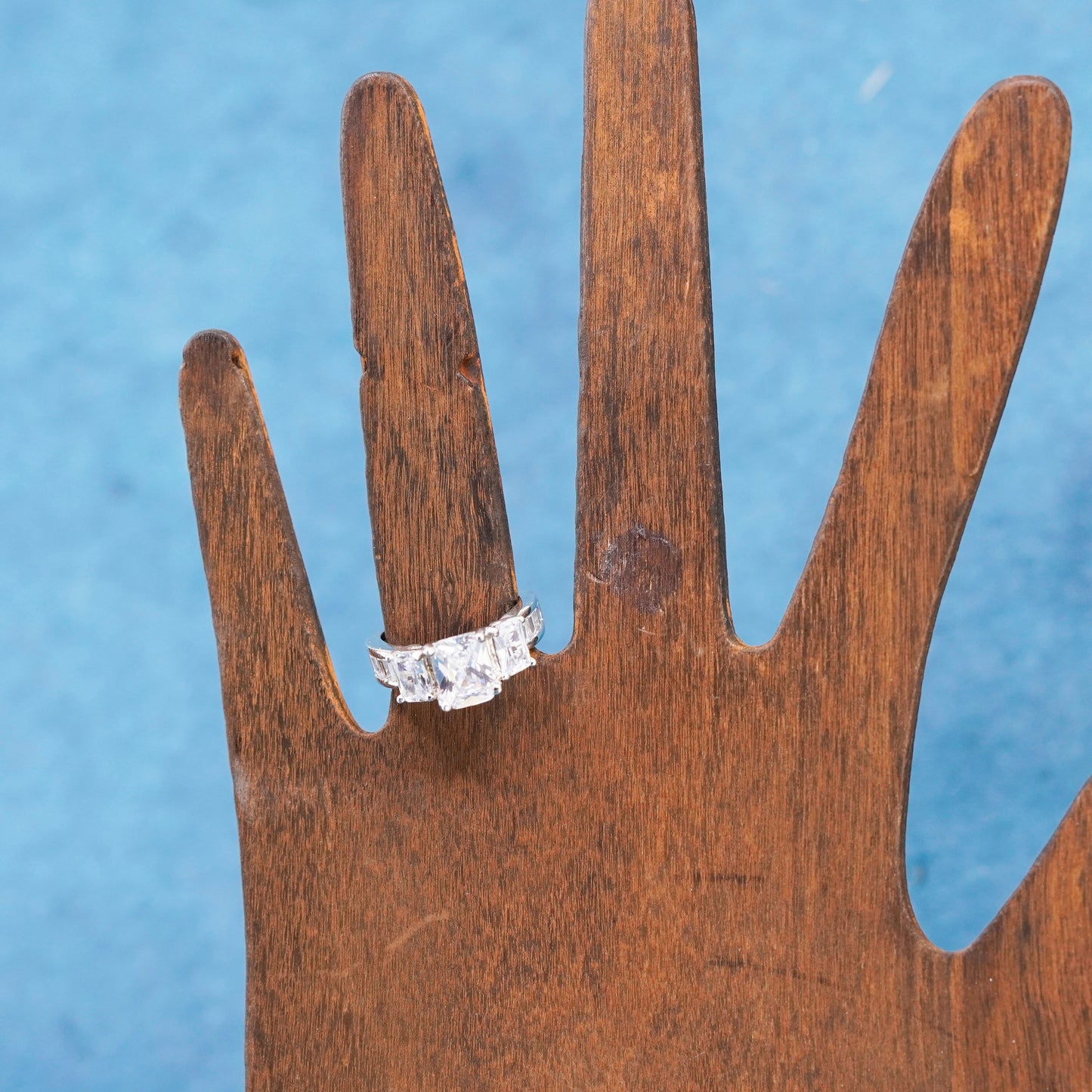 Size 5, vintage Sterling silver handmade ring, 925 engagement ring with cz