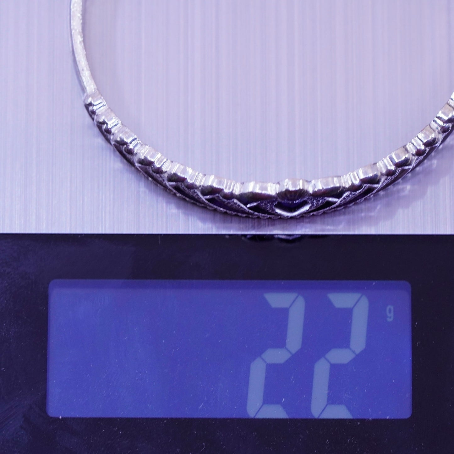 7.25”, vintage Sterling silver handmade cuff, 925 crown bracelet