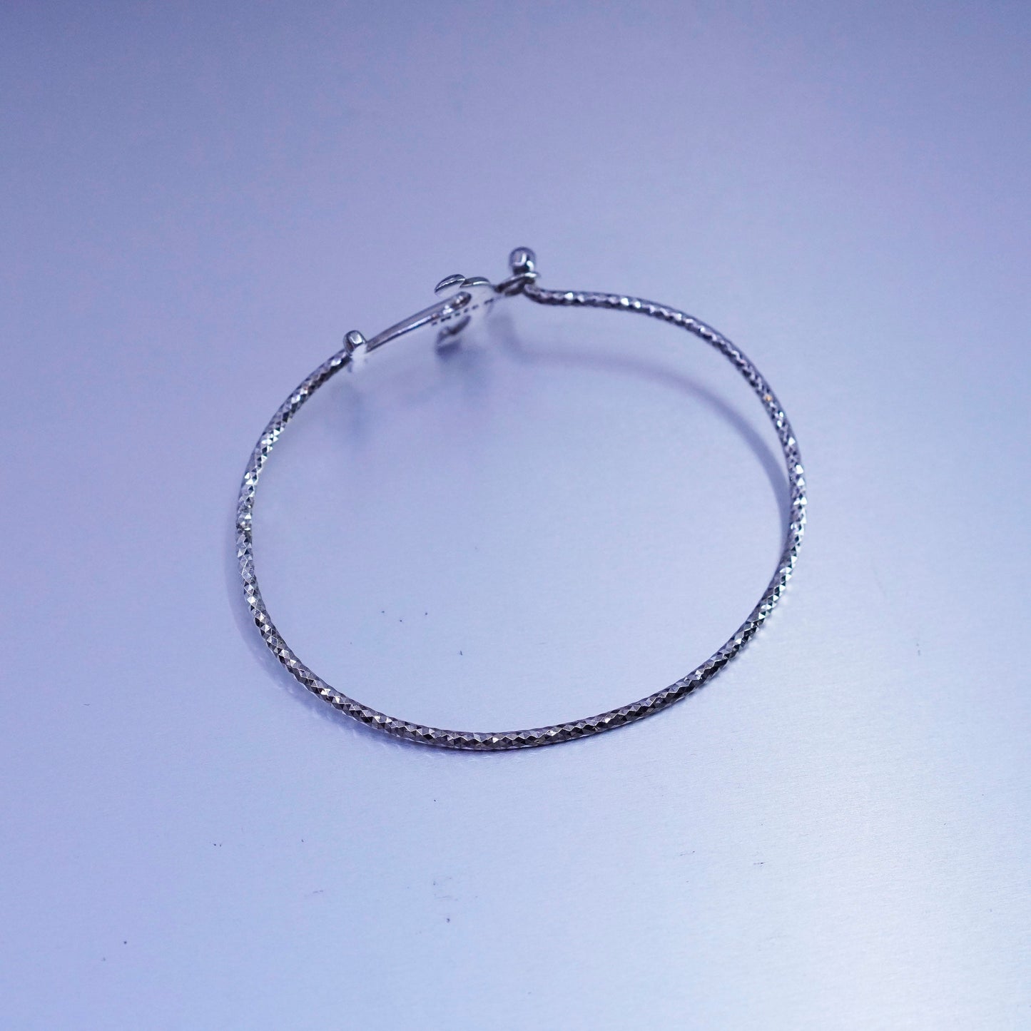 6.5”, Mexico Sterling 925 silver handmade bracelet, hinged ship anchor bangle