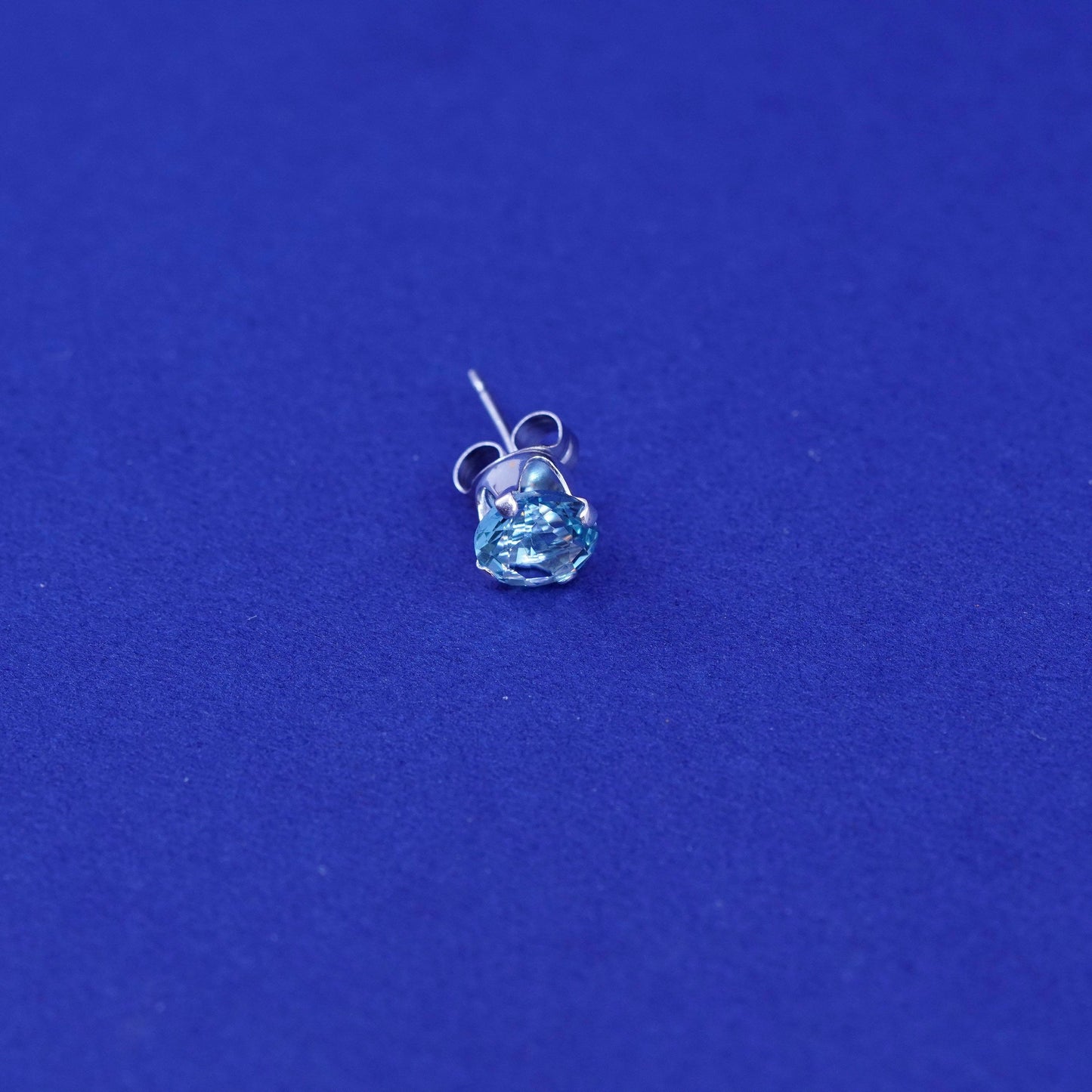 Vintage Sterling silver handmade earrings, 925 studs with topaz