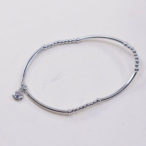 6.5”, Vintage Next Sterling Silver Handmade Bracelet, 925 Bangle W/ Elastic Band