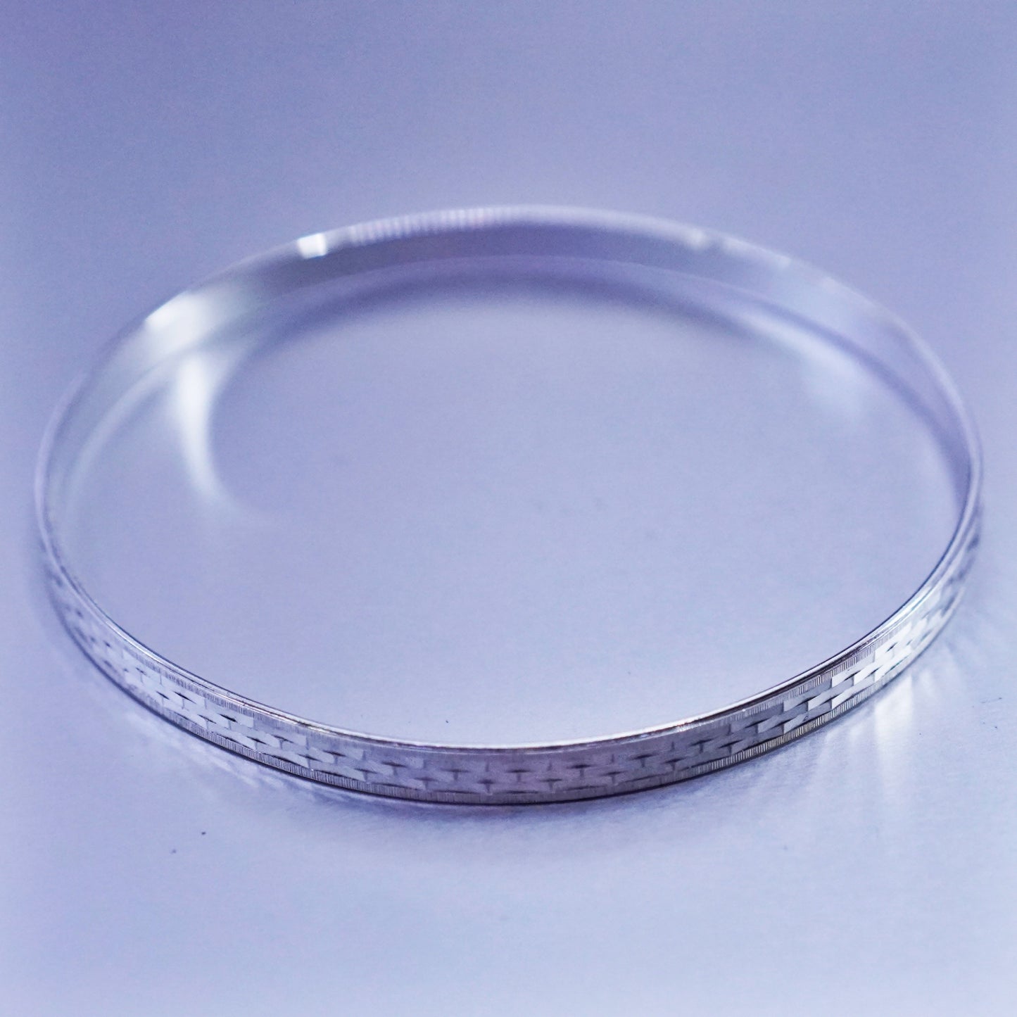 8.75”, vtg Italian Milor Sterling 925 silver handmade bracelet, textured bangle