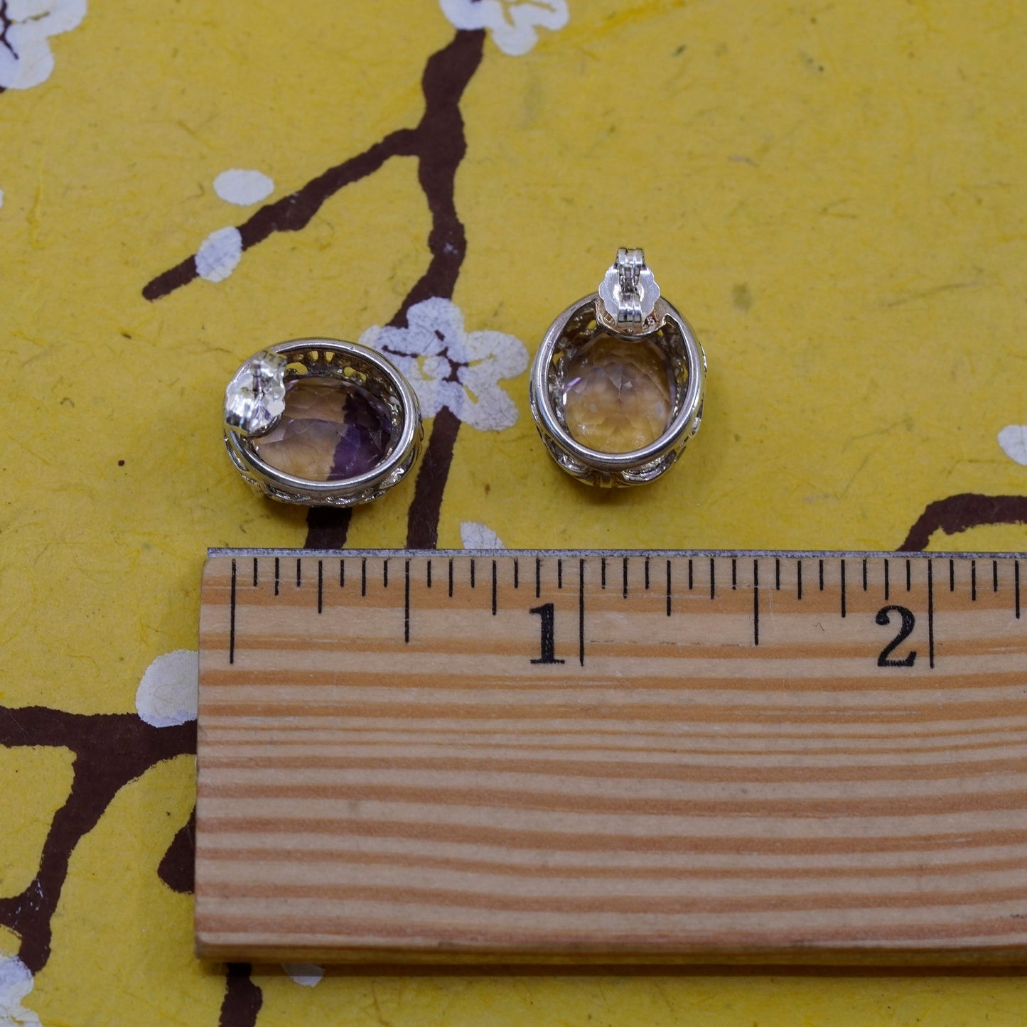 Vintage OTC Sterling silver handmade earrings, 925 amethyst studs