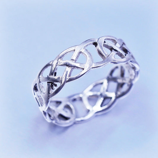 size 10, southwestern Sterling 925 silver handmade ring, woven braided band