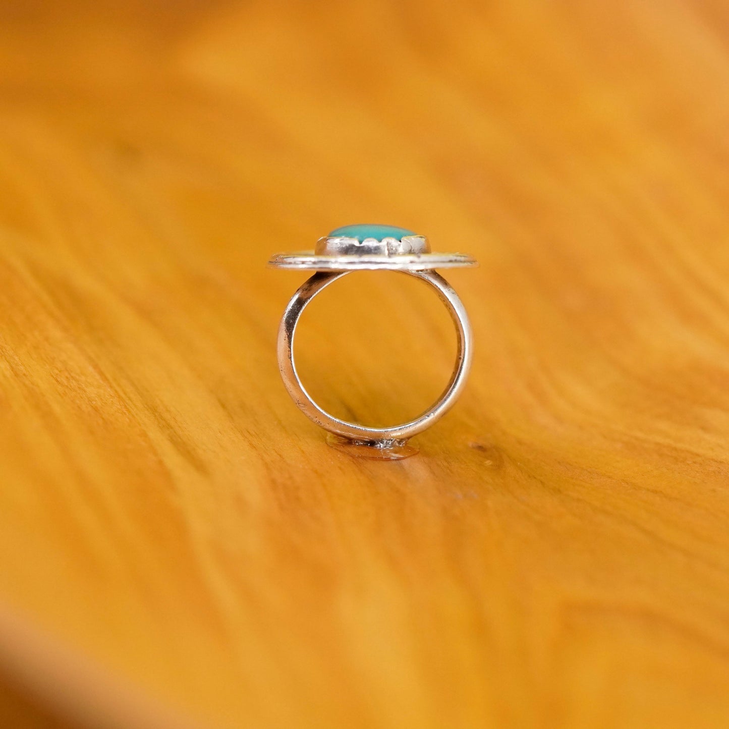Size 4.5, vintage Sterling 925 silver handmade ring with teardrop turquoise