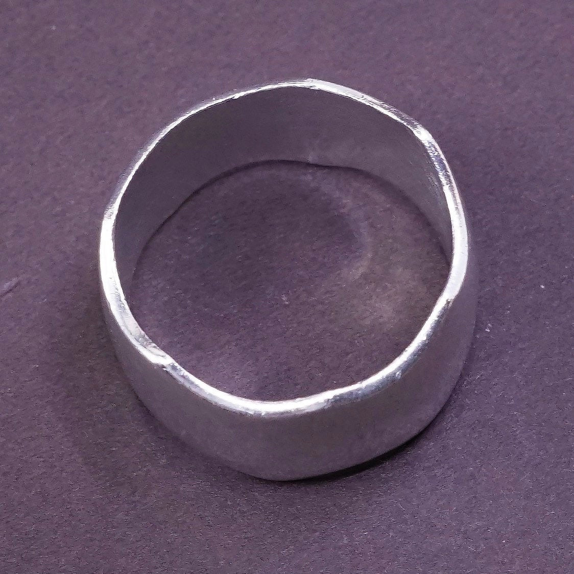 sz 12.5, vtg sterling silver handmade ring, 925 wide band, Stamped 925 mexico
