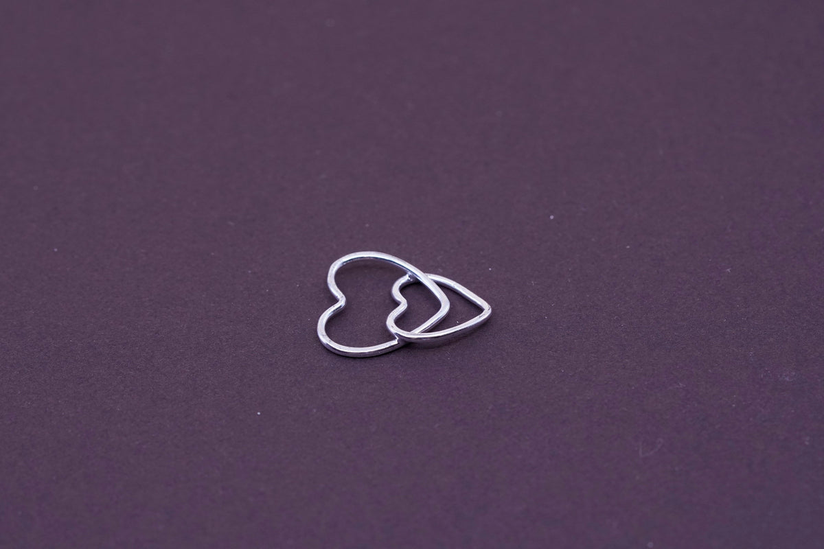 Vintage Sterling silver handmade pendant, 925 double heart charm