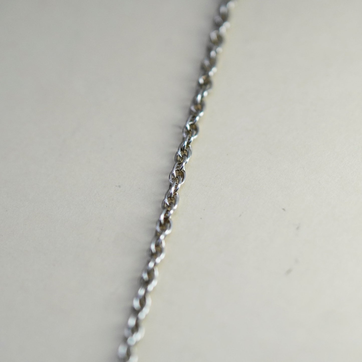 19.5”, 2mm, vintage Sterling silver necklace, 925 Singapore rope chain