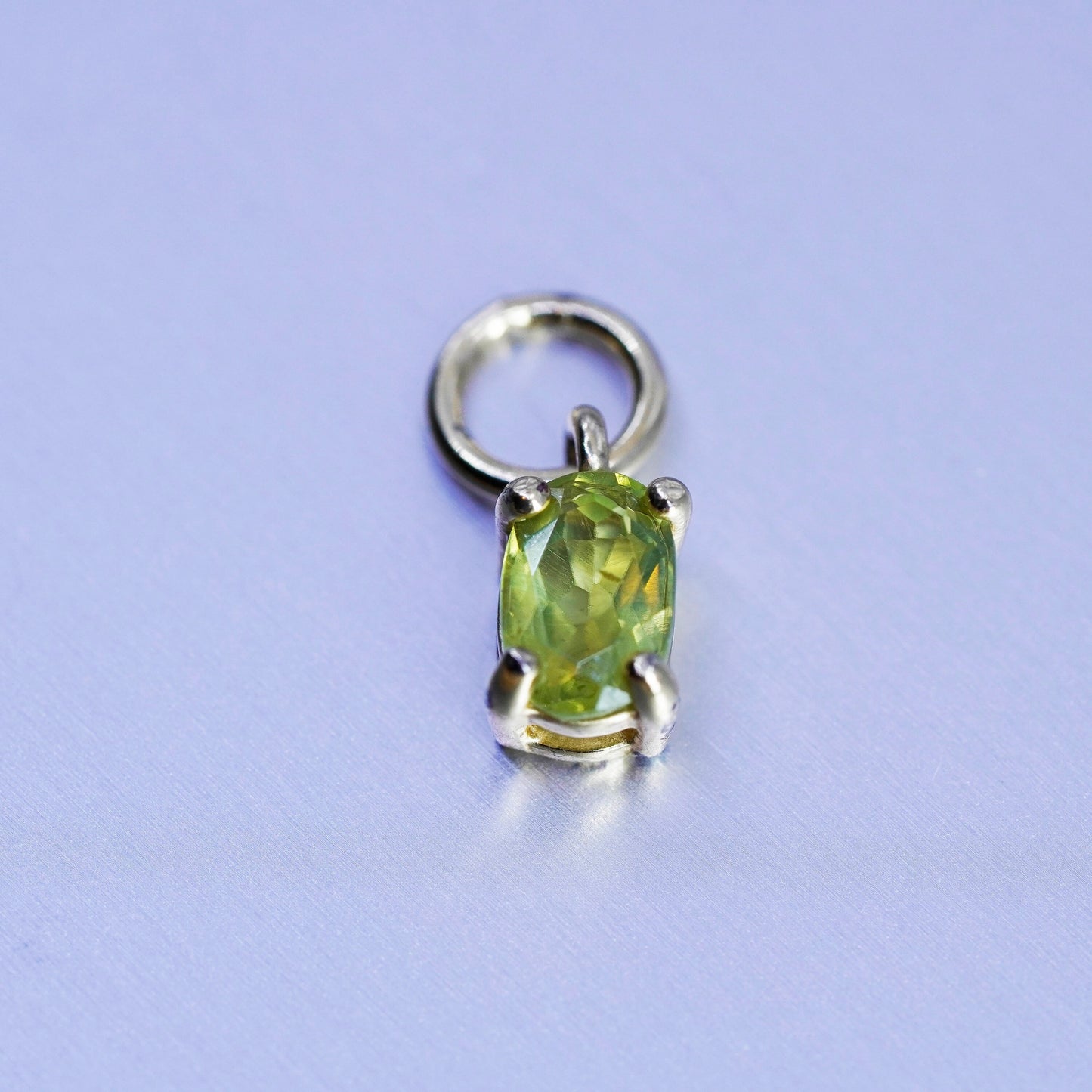 antique vermeil gold over sterling 925 silver handmade charm pendant peridot