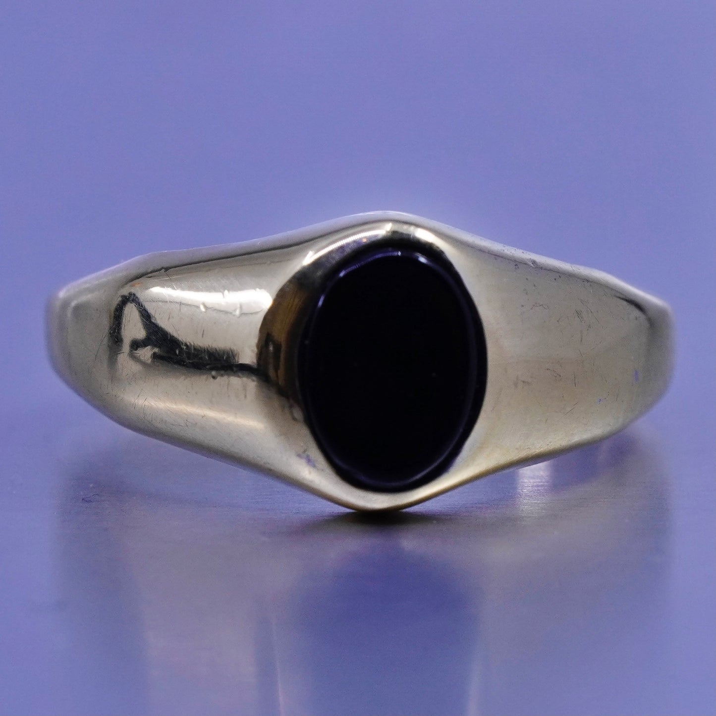 Size 7.25, vermeil gold filled ring with obsidian
