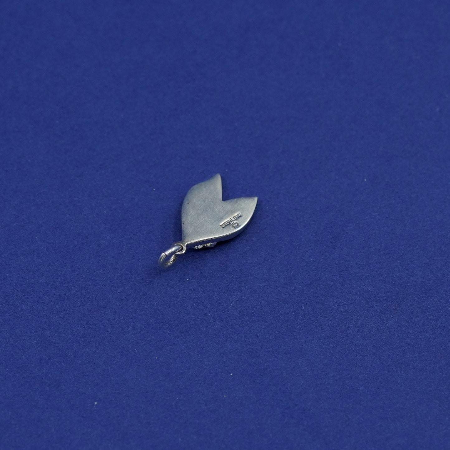 Vintage Sterling silver handmade pendant, 925 leaf charm with Cz