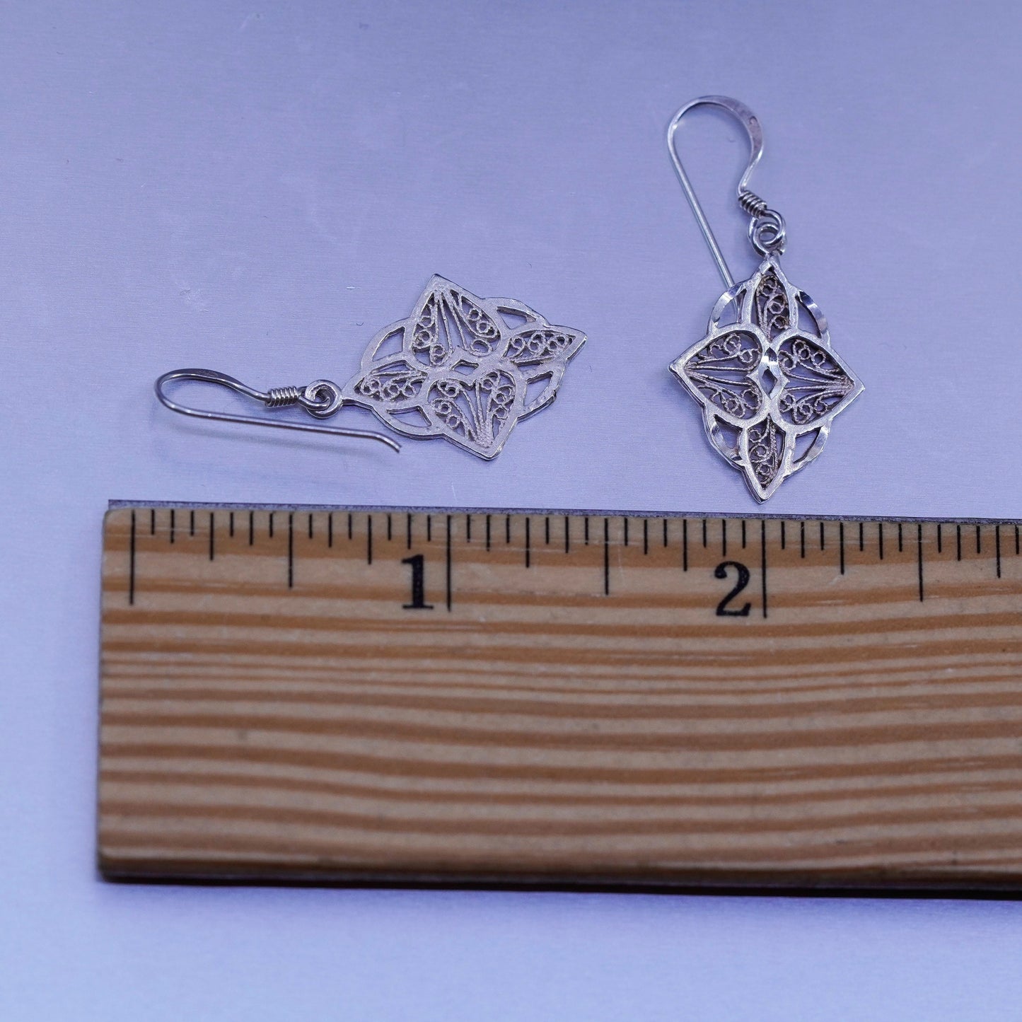 Vintage Sterling 925 silver handmade filigree earrings