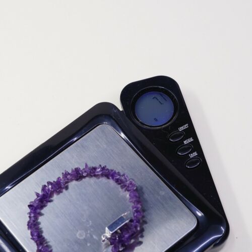 7”, Vtg Sterling 925 Silver Handmade Bracelet W/ Amethyst Nuggets N “friends”