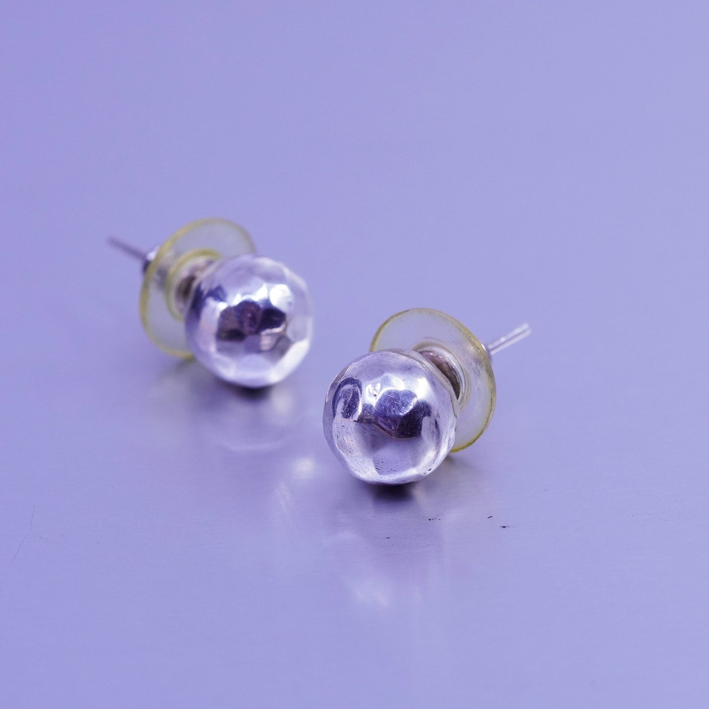 10mm, Vintage Sterling 925 silver handmade hammered earrings
