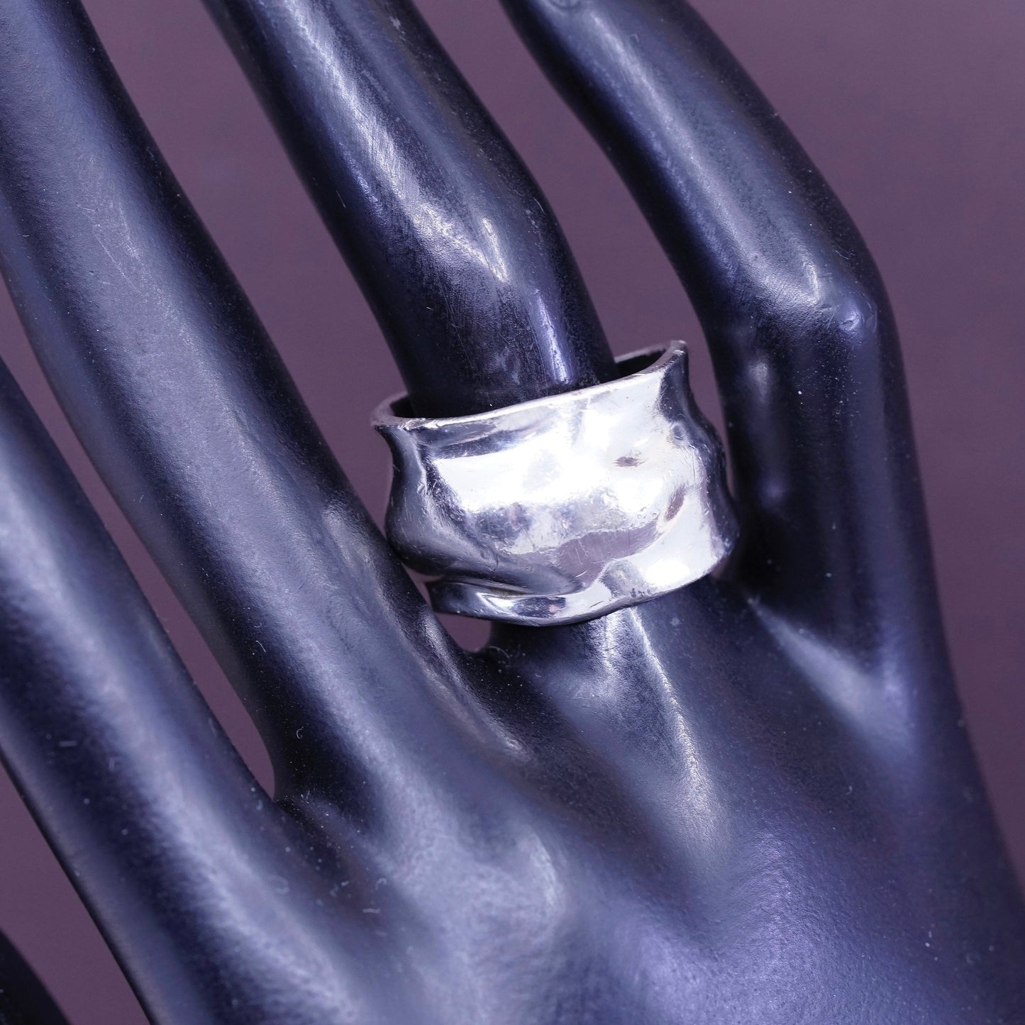 Size 8, vtg Robert Lee Morris Studio Sterling silver handmade ring, 925 band