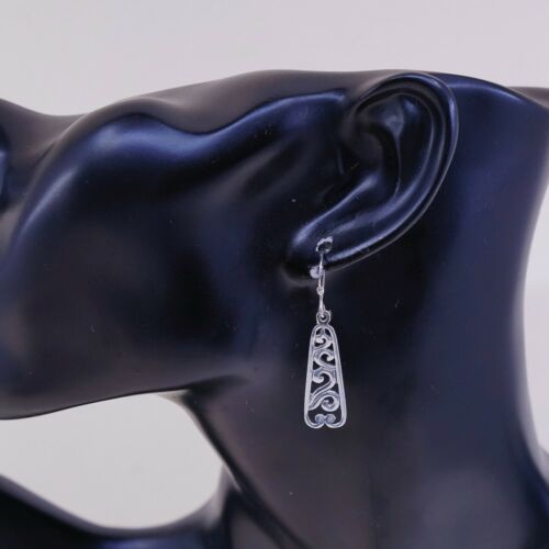 Vtg Sterling 925 Silver Handmade Filigree Teardrop Shaped Earrings