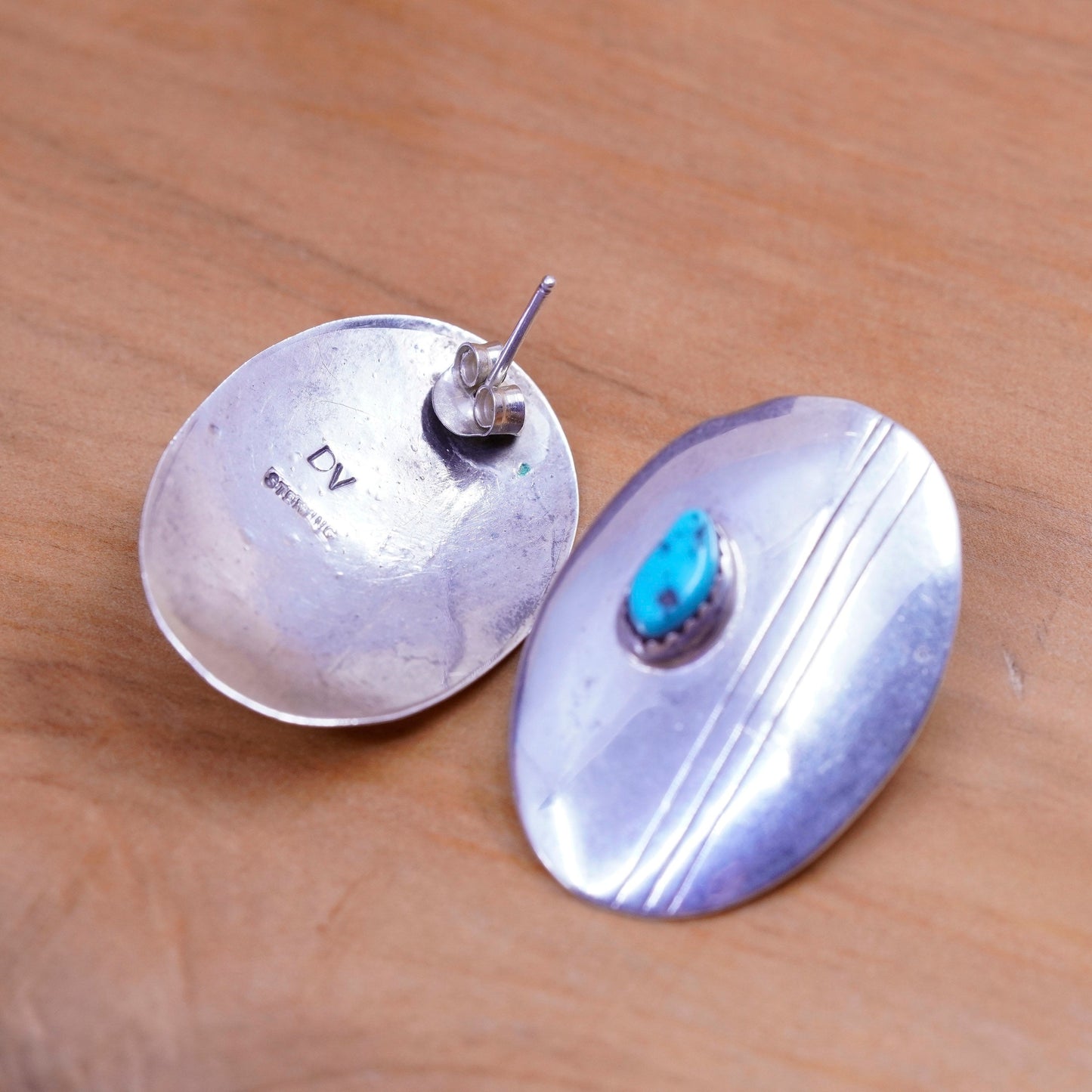 Native American Darrell Victor Sterling silver earrings, 925 studs turquoise