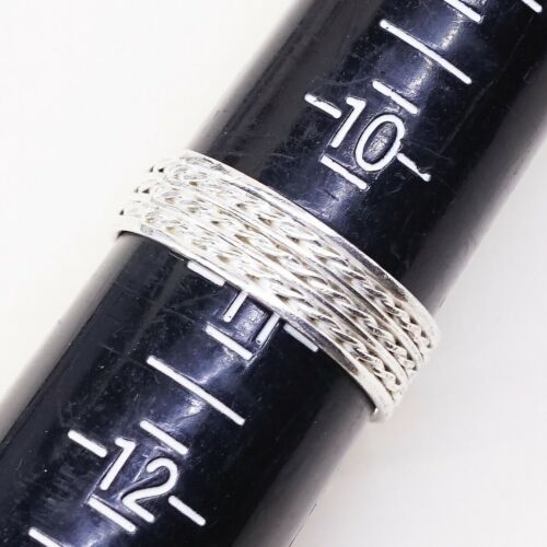 Size 10.75, Vtg Sterling Silver Handmade Ring 925 Band w Braided Cable